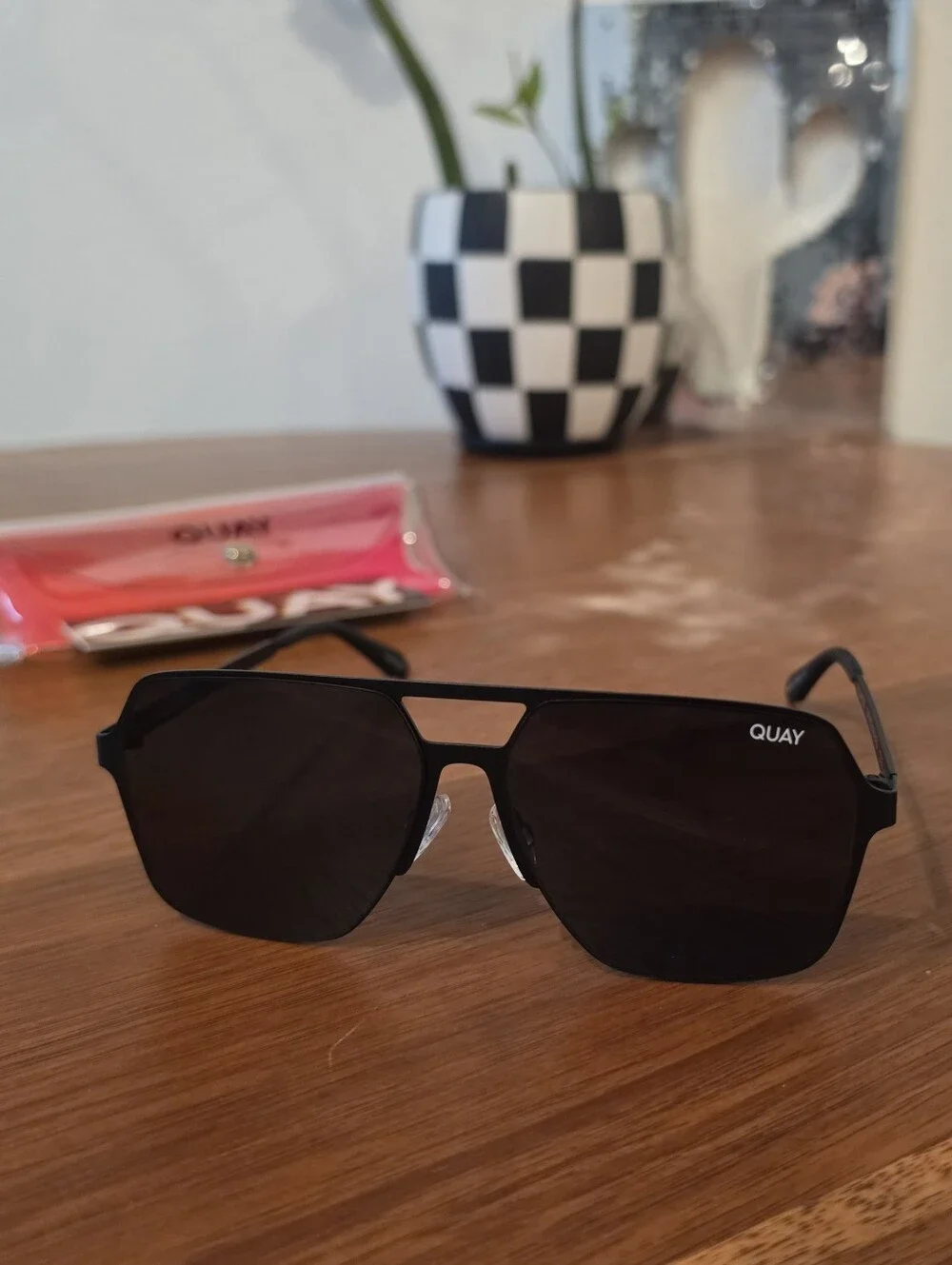 Quay Australia Black Polarized Backstage Pass Sunglasses With Black Lenses